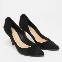 Pre Owned Dior Size 38.5 Black/Red Leather and Suede Pointed Toe Pumps