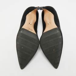 Pre Owned Dior Size 38.5 Black/Red Leather and Suede Pointed Toe Pumps