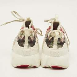 Pre Owned Dior D-Connect Size 38 Multicolor Print Leather and Neoprene Kaleidoscopic Low Top Sneakers