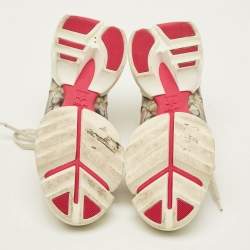 Pre Owned Dior D-Connect Size 38 Multicolor Print Leather and Neoprene Kaleidoscopic Low Top Sneakers