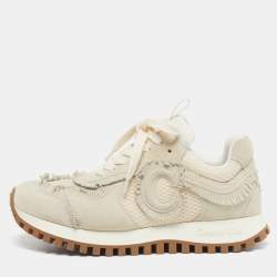 Pre Owned حذاء رياضي ديور سيست ديور شبكة بيج وشمواه برباط مقاس 36