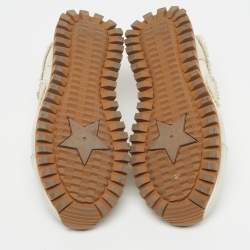 Pre Owned Dior C'est Dior Size 36 Beige Mesh and Suede Fringe Lace Up Sneakers