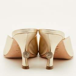 مملوكة مسبقًا صندل سلايد ديور جلد ذهبي معدني مفتوح من الأمام مقاس 40