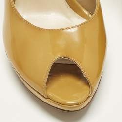 Pre Owned حذاء كعب عالي ديور ميس ديور مقدمة مفتوحة بكعب عالي جلد لامع بيج مميز مقاس 39