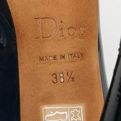 مملوكة مسبقًا حذاء كعب عالي ديور ميس ديور جلد أسود لامع مقدمة مفتوحة نعل سميك مقاس 38.5