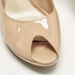 Pre Owned حذاء كعب عالي ديور ميس ديور جلد برنيق بيج مقدمة مفتوحة مع منصة مقاس 38.5