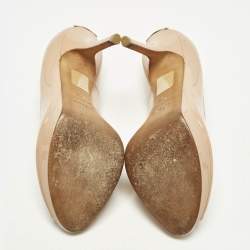 Pre Owned حذاء كعب عالي ديور ميس ديور جلد برنيق بيج مقدمة مفتوحة مع منصة مقاس 38.5