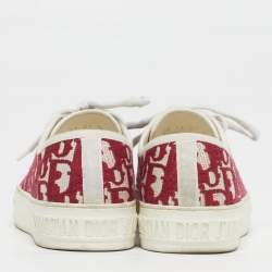 Pre Owned Dior Walk'n'Dior Size 38.5 Red Oblique  Canvas Low Top Sneakers