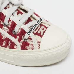 Pre Owned Dior Walk'n'Dior Size 38.5 Red Oblique  Canvas Low Top Sneakers