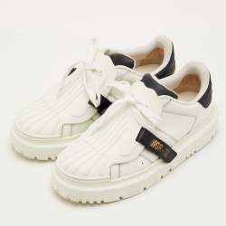 Pre Owned Dior ID Size 39.5 White/Navy Blue Leather and Rubber Lace Up Sneakers