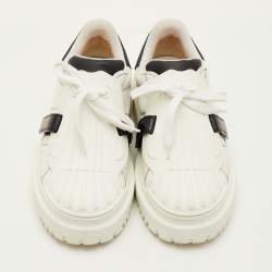 Pre Owned Dior ID Size 39.5 White/Navy Blue Leather and Rubber Lace Up Sneakers