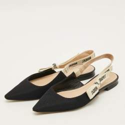 Pre Owned حذاء فلات ديور جي أديوغ سليغباك قماش تقني أسود مقاس 38