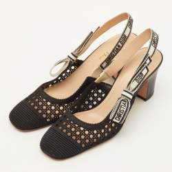 Pre Owned Dior D-moi Size 40.5 Black Cannage Fabric J'adior Slingback Pumps