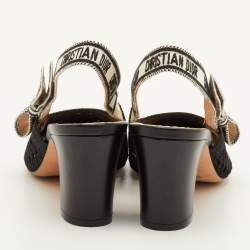 Pre Owned Dior D-moi Size 40.5 Black Cannage Fabric J'adior Slingback Pumps