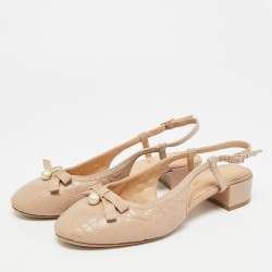 Pre Owned Dior J'Adior Size 36.5 Beige Leather Slingback Flats