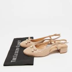 Pre Owned Dior J'Adior Size 36.5 Beige Leather Slingback Flats