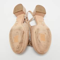 Pre Owned Dior J'Adior Size 36.5 Beige Leather Slingback Flats