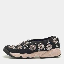 مملوكة مسبقًا Dior Fusion Size 39 Black Mesh Embellished Slip On Sneakers