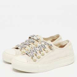 مملوكة مسبقًا Dior Walk'n'Dior Size 36.5 Cream Canvas Low Top Sneakers