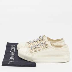 مملوكة مسبقًا Dior Walk'n'Dior Size 36.5 Cream Canvas Low Top Sneakers