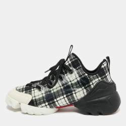 Pre Owned Dior D-Connect Size 38 Multicolor Leather and Neoprene Lace Up Sneakers