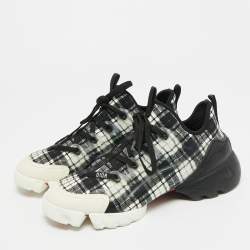 Pre Owned Dior D-Connect Size 38 Multicolor Leather and Neoprene Lace Up Sneakers