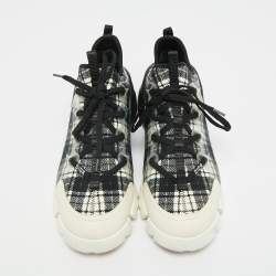 Pre Owned Dior D-Connect Size 38 Multicolor Leather and Neoprene Lace Up Sneakers