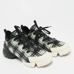 Pre Owned Dior D-Connect Size 38 Multicolor Leather and Neoprene Lace Up Sneakers