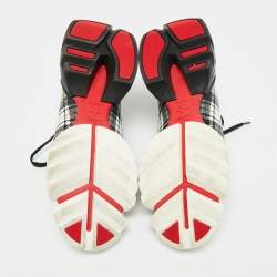 Pre Owned Dior D-Connect Size 38 Multicolor Leather and Neoprene Lace Up Sneakers