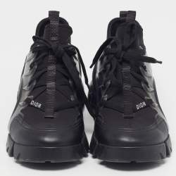 Pre Owned Dior D-Connect Size 38 Black Neoprene and PVC Low Top Sneakers