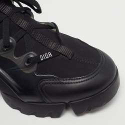 Pre Owned Dior D-Connect Size 38 Black Neoprene and PVC Low Top Sneakers