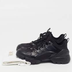 Pre Owned Dior D-Connect Size 38 Black Neoprene and PVC Low Top Sneakers