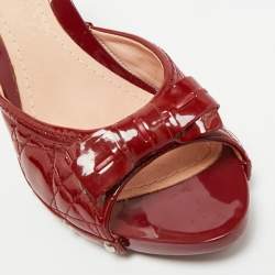 Pre Owned Dior Size 39 Red Patent Leather Bow Slide Sandals
