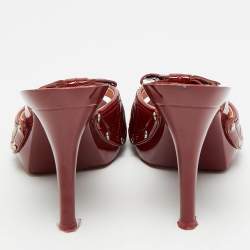 Pre Owned Dior Size 39 Red Patent Leather Bow Slide Sandals