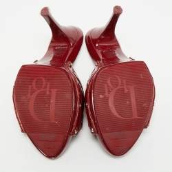 Pre Owned Dior Size 39 Red Patent Leather Bow Slide Sandals