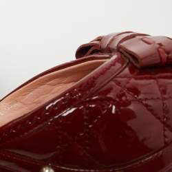 Pre Owned Dior Size 39 Red Patent Leather Bow Slide Sandals