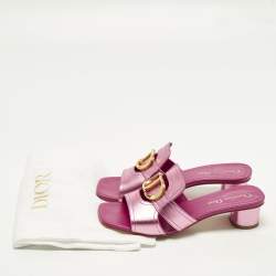 مملوكة مسبقًا صندل سلايد ديور جلد بورغندي مونتين 30 مقاس 41