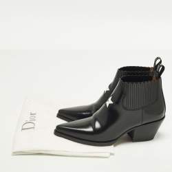 مملوكة مسبقًا حذاء بوت الكاحل ديور جلد أسود مقاس 37.5