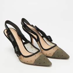 مملوكة مسبقًا حذاء كعب عالي ديور جادور قماش محبوك أسود مقدمة مدببة حزام خلفي مقاس 38