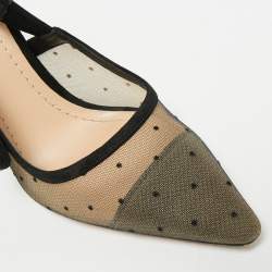 مملوكة مسبقًا حذاء كعب عالي ديور جادور قماش محبوك أسود مقدمة مدببة حزام خلفي مقاس 38