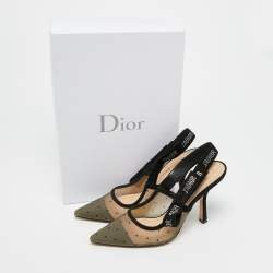 مملوكة مسبقًا حذاء كعب عالي ديور جادور قماش محبوك أسود مقدمة مدببة حزام خلفي مقاس 38