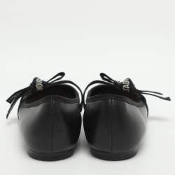 Pre Owned حذاء باليرينا فلات ديور ميس جادور جلد أسود مقاس 36