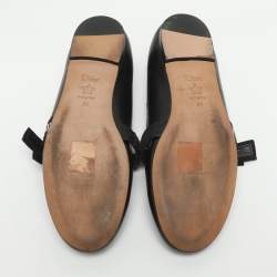 Pre Owned حذاء باليرينا فلات ديور ميس جادور جلد أسود مقاس 36