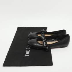 Pre Owned حذاء باليرينا فلات ديور ميس جادور جلد أسود مقاس 36