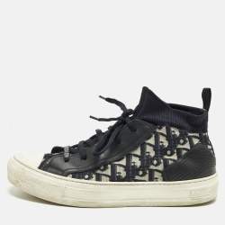 Pre Owned حذاء رياضي ديور ووك إن ديور مطاطي ورباط مطاطي أسود هاي توب مقاس 37.5