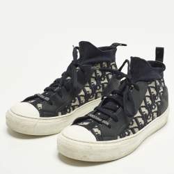 Pre Owned حذاء رياضي ديور ووك إن ديور مطاطي ورباط مطاطي أسود هاي توب مقاس 37.5