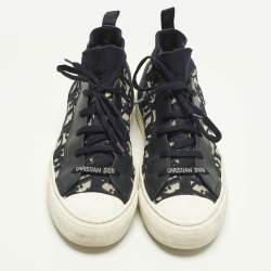 Pre Owned حذاء رياضي ديور ووك إن ديور مطاطي ورباط مطاطي أسود هاي توب مقاس 37.5