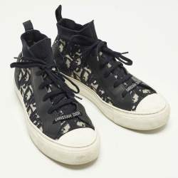 Pre Owned حذاء رياضي ديور ووك إن ديور مطاطي ورباط مطاطي أسود هاي توب مقاس 37.5