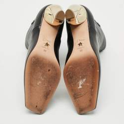 Pre Owned حذاء بوت الكاحل ديور جلد أسود مقاس 37.5