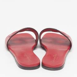 Pre Owned Dior D-Club Size 39 Red Leather Flat Slides